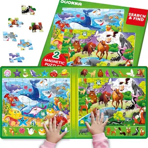 QUOKKA Magnetic Puzzle Search & Find 2 Pack, 60 Pieces for Kids - Travel Friendly Board with Hidden Objects, Ocean & Forest Scenes