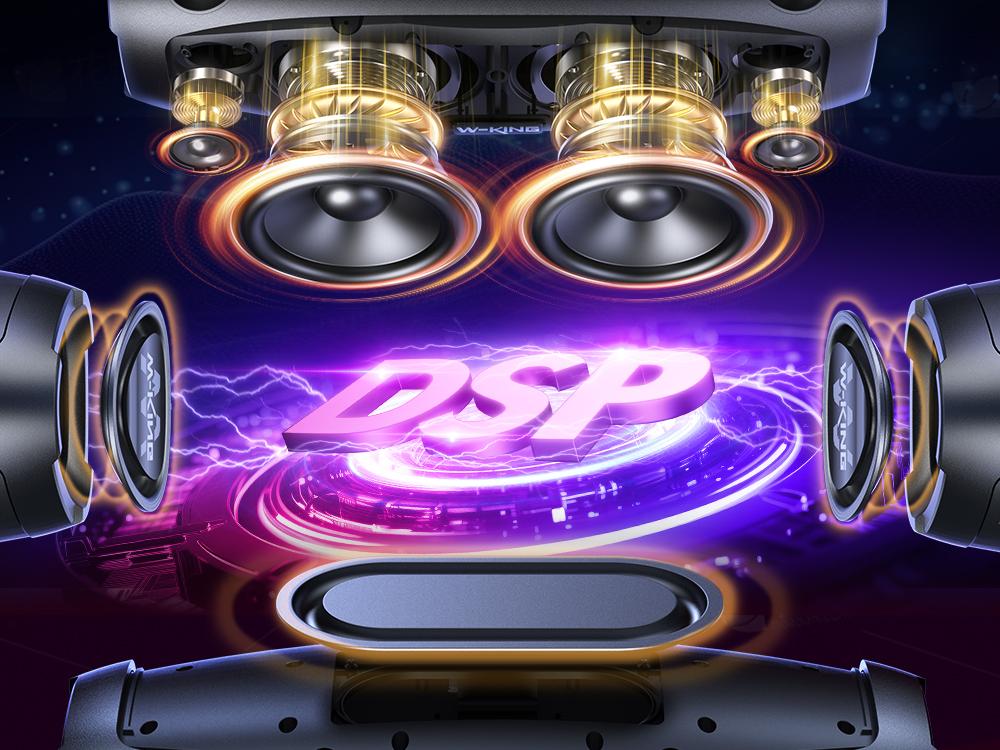 W-KING 120W Peak Outdoor Bluetooth Speaker, Wireless Mic+IPX6 Waterproof+42H Play, EQ/AUX/TF for Large Party Soundbar