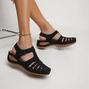 Women's Bohemian Vintage Sandals with Cloud Gel Pad Arch Support Sole Breathable Perforated Design Comfortable All Day Slightly Elevated Perfect for Brunch or Vacation