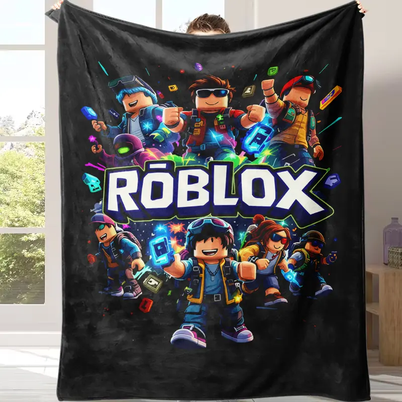 Roblox Soft Fabric Warm Blanket - Durable, Comfortable, Smooth Texture - Ideal for Sofa, Bed - Perfect Holiday Gift for Family - All-Season Nap Blanket (Bedding & Throw)