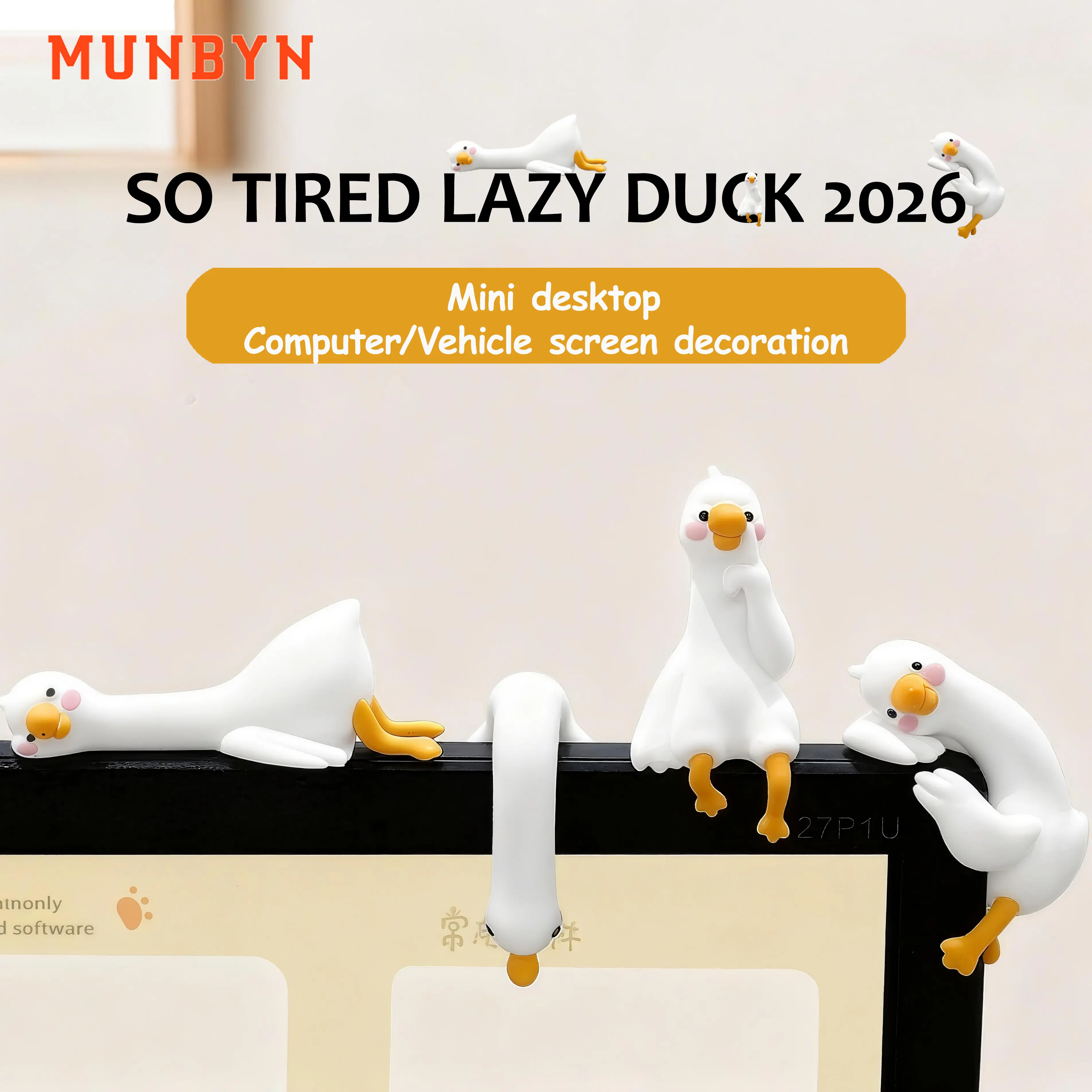MUNBYN 3-4pcs Cute Collectible Cartoon Goose Figurines - Home Office Decor, Ornaments, Whimsical & Aesthetic Interior Decoration Accessories, Decoration Items, 2026 New Office Stationery Supplies, Fun Desk Supplies, Mini Gifts for Coworkers