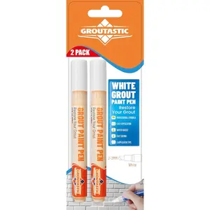 White Grout Paint Pen Tile Grout Colorant & Sealer Marker, Quick-Dry, Ideal for Bathroom, Shower, Kitchen Tiles Restores Grout Lines, 3 Adjustable Tips (2-3 mm) 2 Pack