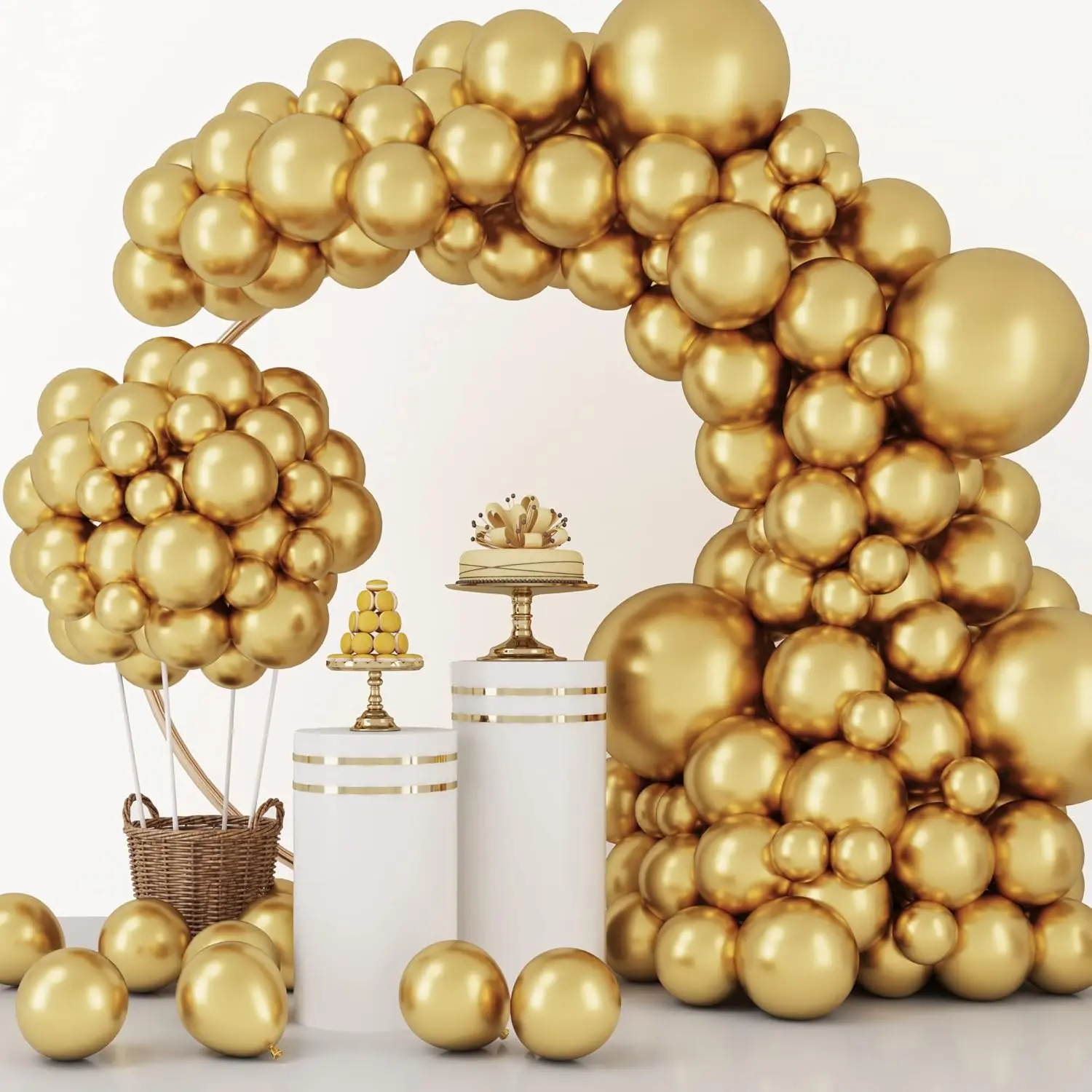129pcs Metallic Gold Balloons Different Sizes 18 12 10 5 Inch, Latex Balloon Garland Arch Kit for Party ,Happy Mothers DayGraduation Wedding Holiday Happy Birthday Decoration
