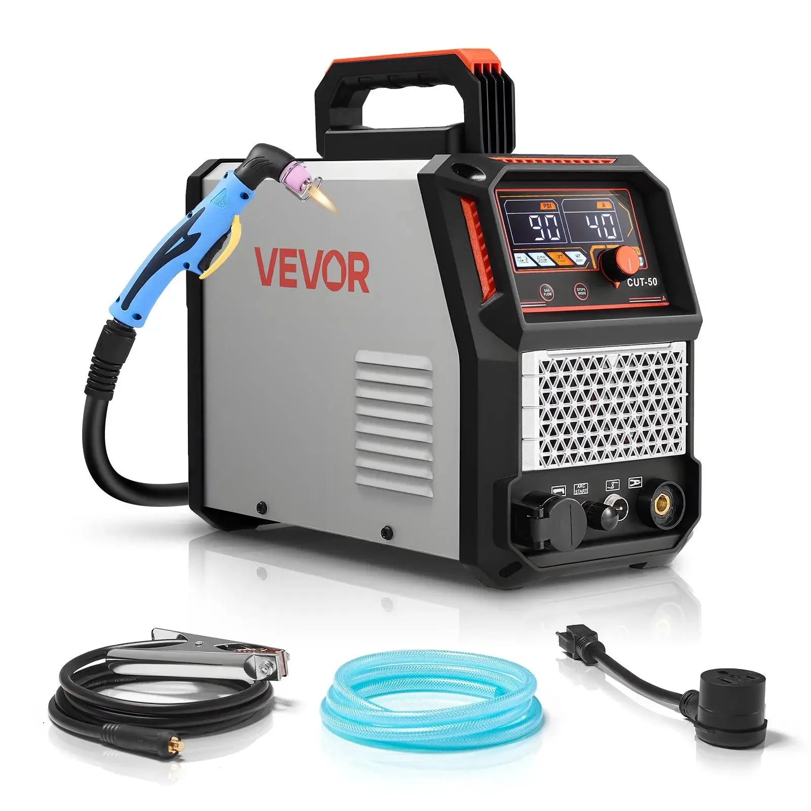 【summerfinds】VEVOR Plasma Cutter, 50A Non-Touch Pilot Arc Plasma Cutting Machine, 110V/220V Dual Voltage Digital Display IGBT Inverter - with 2T/4T Function & Adjustable PA/PT Time for Home Repairs, Workshops,father'sdaygifts, Cutting Torch, Aluminum, Fat