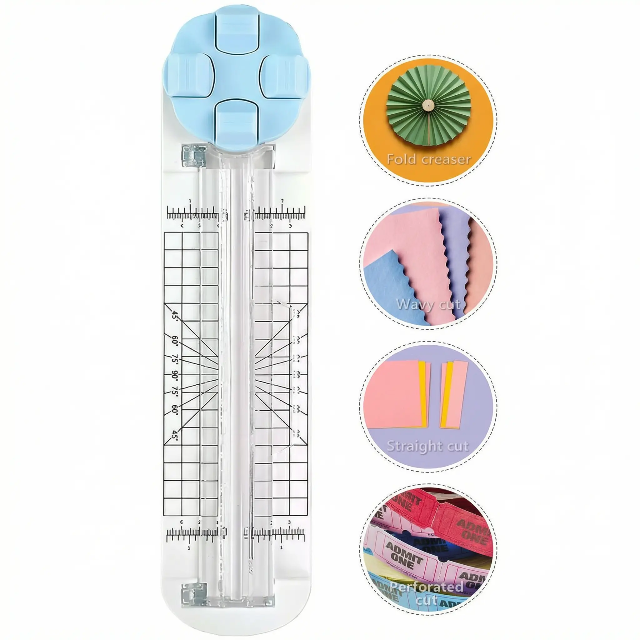 Paper Trimmer - 3.27 Inch Craft Supply for Classroom, Office Packaging, Handle, Gift Use 4-in-1 Multi-Function Photo Cutter for Scrapbooking, School Projects with Cutting Tool