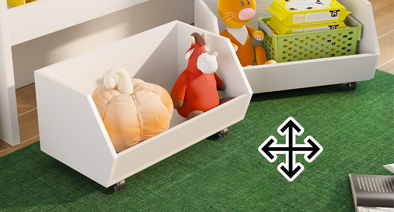 COZPAW Toy Storage Organizer, 2/3 Tier Montessori Shelf with Movable Bins, Toy Organizers Book Shelf for Kids Room, Playroom, Nursery