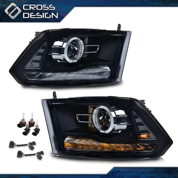 CROSSDESIGN Durable LED Headlight Kit - 1 Pair Vehicle-Specific Fit for 09-12 Dodge Ram 1500 2500 3500 (Not for Factory Projector Models), Smoked Lens, Bulb Harness [Car Lighting Upgrade], Led Headlight Bulbs, Led Exterior Lighting Assemblies & Components