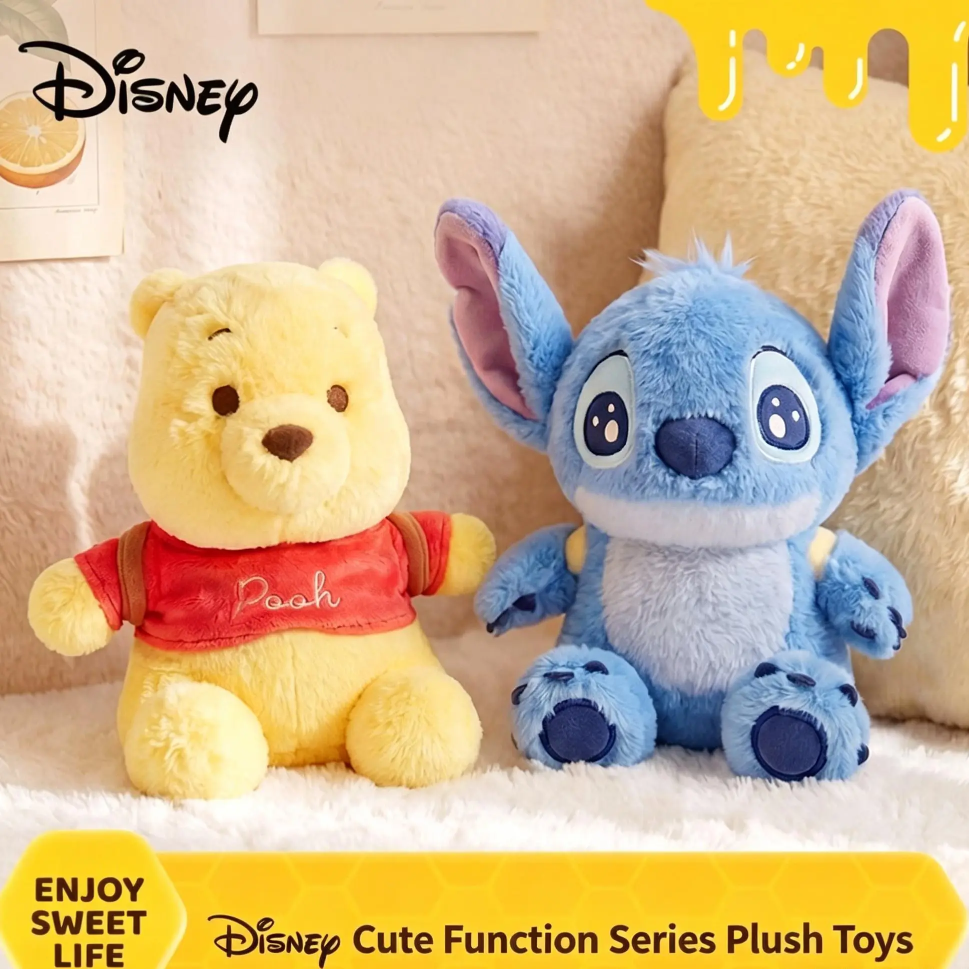 Disney Lilo and Stitch Plush Toy - Unisex Soft Fabric Cute Stuffed Animal, Lifelike Design, Flexible Build, Touch Sensor, Cute Collectible, Cuddly Doll Gift for 12+ Fans, Back to School Toy