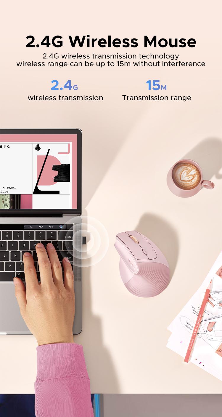 UGREEN Vertical Mouse Bluetooth 5.0 & 2.4G Wireless Ergonomic Mouse with 5 Buttons, 4000 DPI, Balck & Pink Ergonomic Mouse Compatible with PC/Laptop，Only 2.4G Model(Bluetooth not supported),TikTokShopBlackFriday ,Tiktokshopstockup