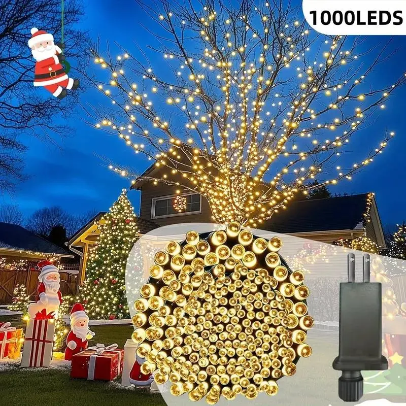 1000 LED Outdoor Christmas Tree Lights, Warm, 330 Feet Long, 8 Modes, Perfect for Yard Decorations & Garden Parties, Outdoor Decorative Lights