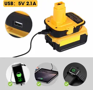 18V to 20V Adapter | for Dewalt 20V Battery & Milwaukee M18 Li-ion | USB 5V 2A Charging Port | DCA1820 Converter | Compatible with Dewalt Nicad NiMh Tools