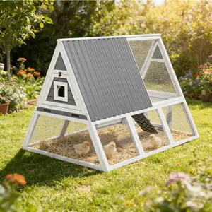 Wooden Rabbit Hutch & Chicken Coop - Indoor Outdoor Bunny Cage & Hen House