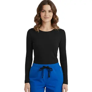 HeedFit Women's Long Sleeve Basic Workwear Underscrub Tee - Smooth, Soft, Stretch, Lightweight, Breathable - Hospital Working Scrubs Clothes for Medical Professionals