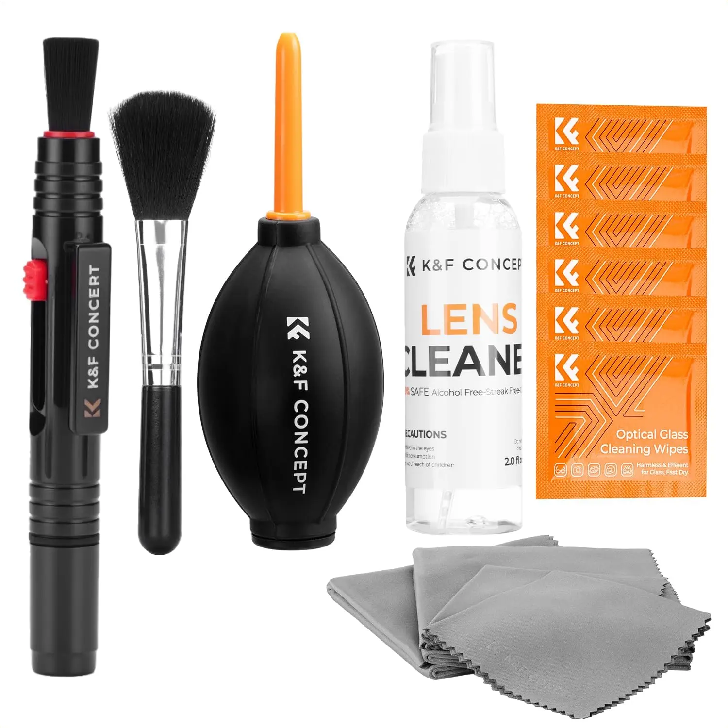 K&F CONCEPT 15-1 Eco-Certified Complete Cleaning Kit with Recycled Parts for DSLR Cameras, DSLR Lenses & Sensitive Electronics, Bundled with Lens Cleaner – Camera & Photography Accessories