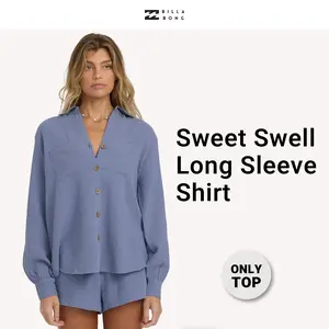 BILLABONG Women's Sweet Swell Long Sleeve Shirt，100% cotton，Oversized fit