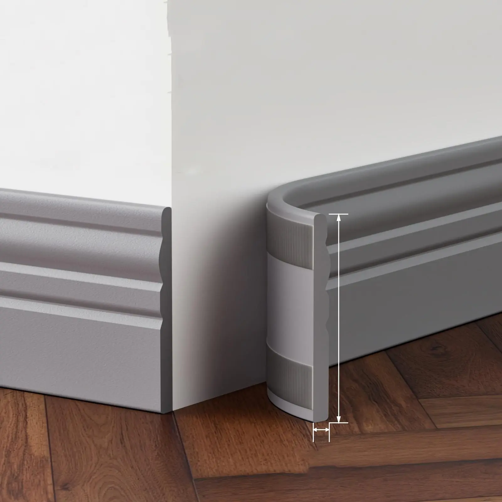 Self-Stick NBR Foam Baseboard Trim - 3m/5m Multi-Size Multi-Color Glue-Based Molding, Waterproof Durable European Design Wall Panel Molding, Flexible Indoor Home Improvement Collision Guard for Living Room Different Surfaces to Enhance Aesthetic