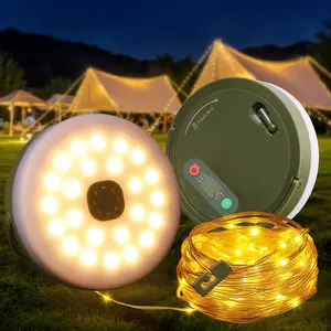 Camping String Lights, Camping Essentials Quick Storage 32.8FT Rechargeable Camping Lights String With 8 Modes, Hanging Waterproof Portable LED Lamp for Outdoor Patio Awning Garden Party Essentials