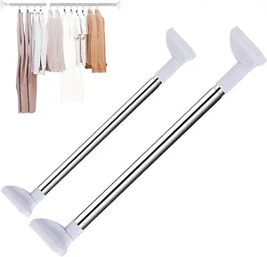 Drill-Free Telescopic Tension Rod for Hanging Clothes，adjustable Rod Without Drilling,Stainless Steel Curtain Hanging Rack, For Bathroom, Window, Closet, Room Divider (80-160cm)