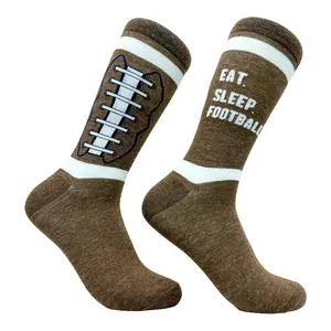 Men's Eat Sleep Football Socks Funny Pigskin Gridiron Lovers Footwear Funny Graphic Socks Comfortable Fitted Spandex Cotton