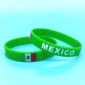 2pcs Mexico Flag Silicone Bracelet Sport Wristbands Mexican Wrist Strap Handband Men Women Rubber Band for Fashion Accessories