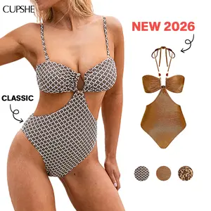 CUPSHE Textured Boho Crochet One-Piece Swimsuit - Deep V-Neck with U-Ring Detail swimwear | 2026 Trendy Vacation & Pool Party Essentials SpringStatements