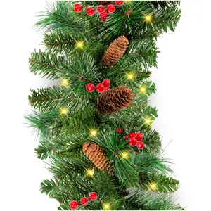 Best Choice Products 9Ft Pre-Lit Christmas Garland W/ 2-In-1 Led Lights