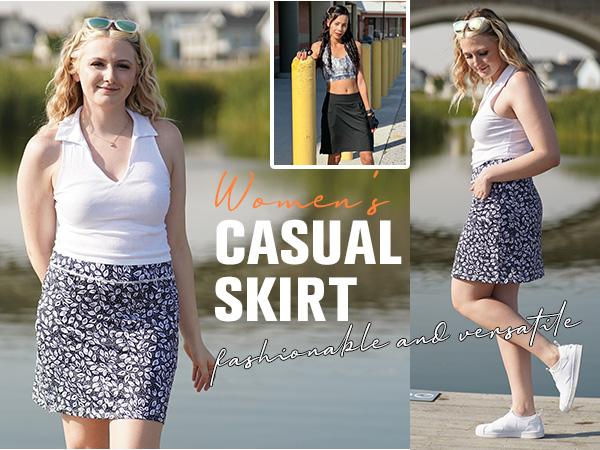 PINSPARK Skirt for Golf Tennis Women's Sports Athletic with Four pockets Knee Length Built-in Shorts Casual Workout  Springtok Outdoorfun