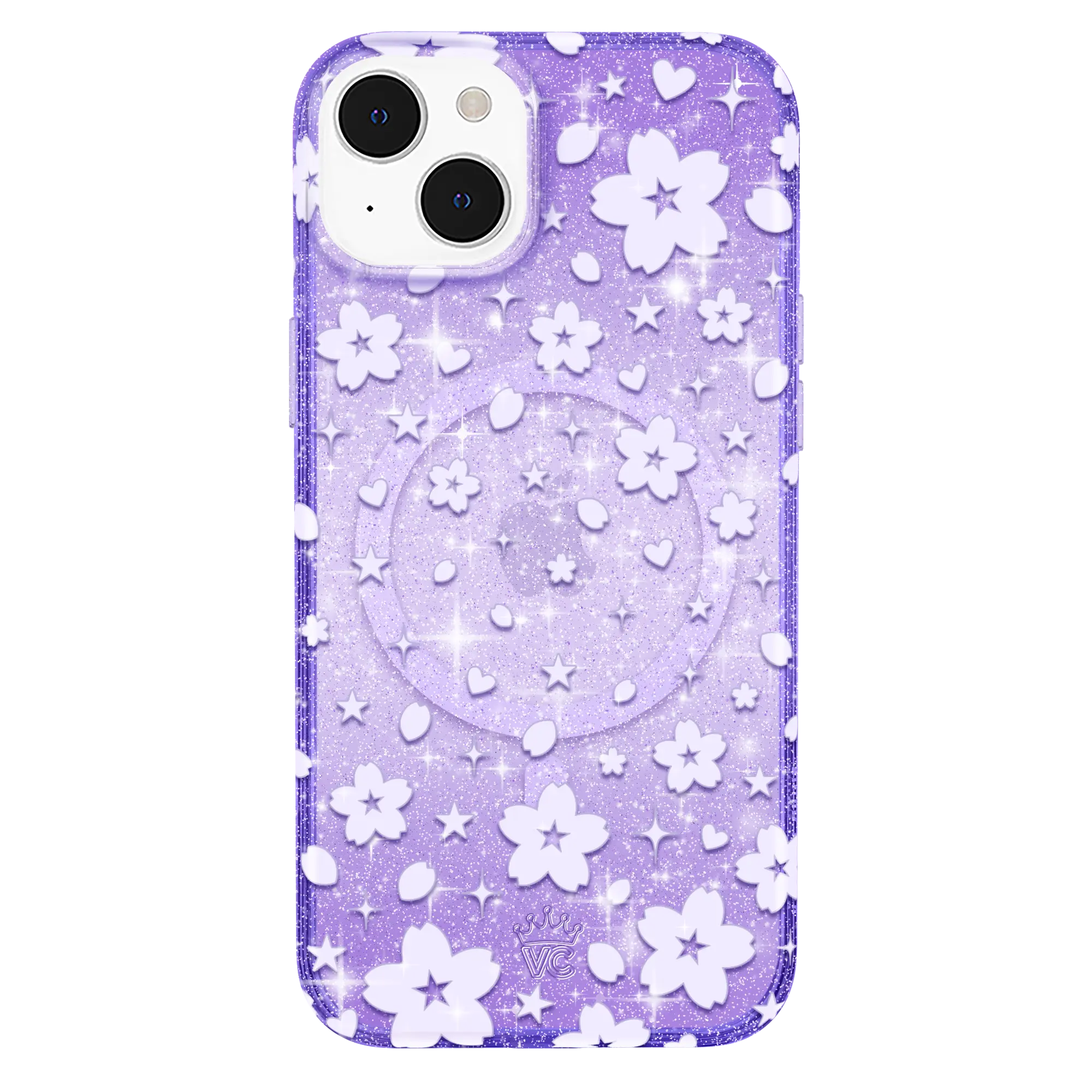 Lavender Cherry Blossom Glitter iPhone Case