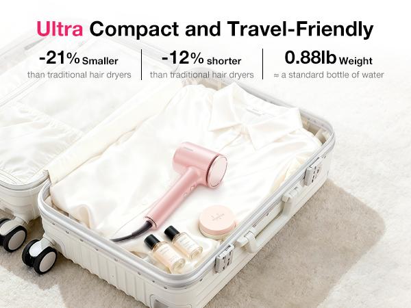 BABONIR High-Speed Hair Dryer 1875W Ionic & Plasma Blow Dryer, Compact Fast Drying Blow Dryer with Diffuser Concentrator & Comb Nozzle, Low-Temp Styling Mode, Comb Nozzle Cool Shot Compact Pro for Home Travel Salon,Christmas Gifts Holiday Gift Pink