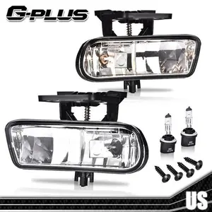 Fit For 99-06 GMC Sierra Yukon 1Pair Chrome Clear Fog Lights Bumper Lamps G-PLUS