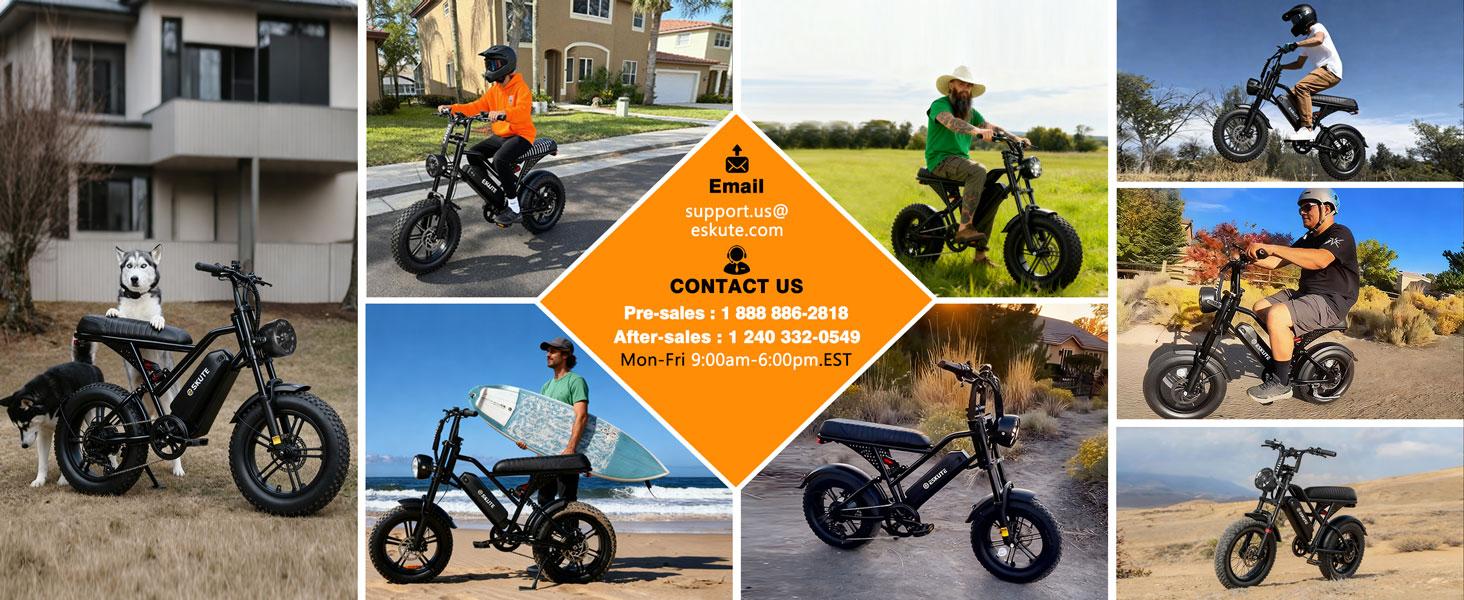 ESKUTE V100 Electric Bike 1500W Peak Power All Terrain Dual Suspension E Bike 28 MPH Top Speed 48V 13Ah Battery 60 Miles Range 16x4.0 Fat Tires LED Headlights