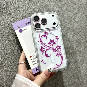 Stylish Purple Rattan Phone Case, compatible with iPhone 17/16/15/14/13 Pro/Max/Plus/Air series. Crafted from transparent acrylic material, this shockproof and drop-resistant protective case makes the perfect gift for her. iPhone 17/16/15 Pro Max case