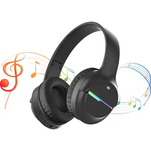 Kids Wireless Bluetooth Headphones Over Ear, 60h Play Time, Colorful LED Lights Comfort Over Ear Foldable Headset, Noise Cancelling Headphones with Microphones for Boy Girl Travel School