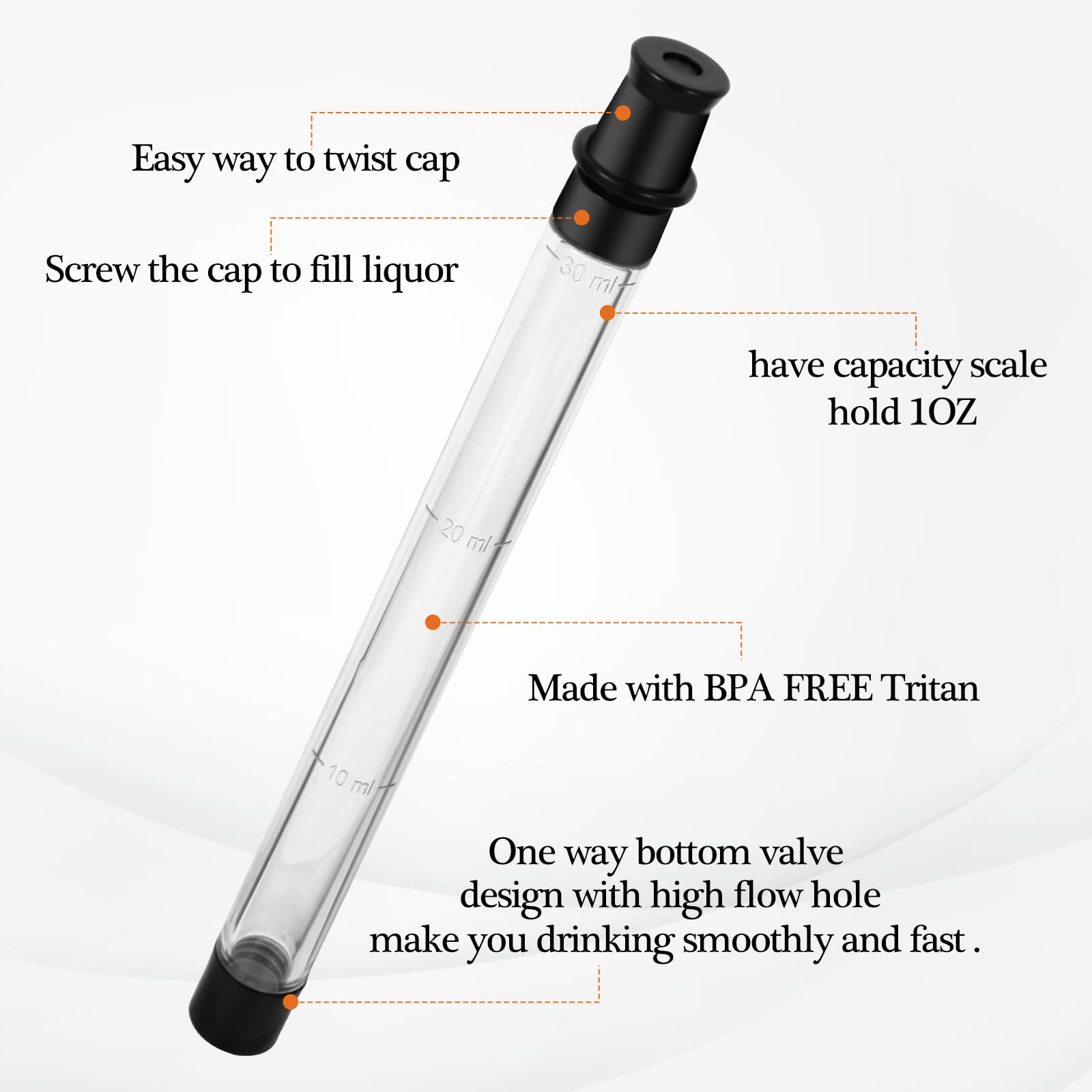 Shot Holder for Drinks and Chasers - Shot Straw with scale - Fits All Standard Bottles, Glasses