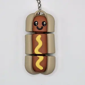 Hot Dog Keychain, Flexi Hot Dog Fidget Toy