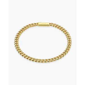 JAXXON Women's Cuban Link Bracelet 5mm - Gold - Box Clasp