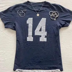 Trendy Navy Blue Baby Tee with Number 14  Perfect for Women and Young Adults