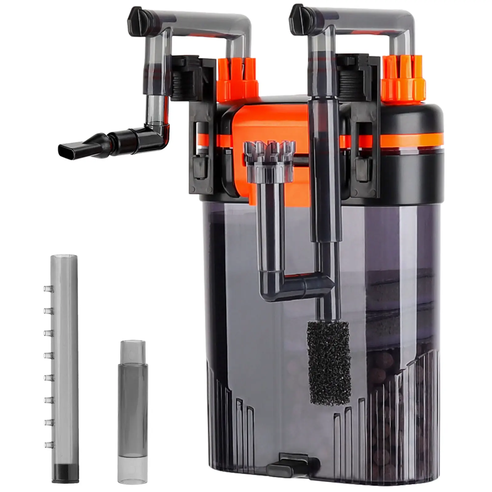 hygger External Hang-On-Back Canister Aquarium Filter,Quiet Fish Tank Filter with 3-Stage Filtration,Anti-Dry Burn Motor,Adjustable Flow,Oil Skimmer,Duckbill Nozzle,Shower Spray Bar