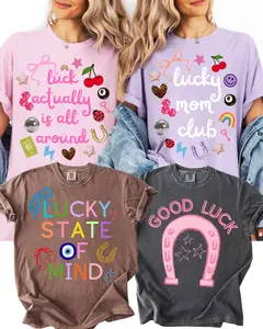 Lucky Girl Graphic Tees, Lucky Charms Tees, Womens Short Sleeve Shirts, Y2K Preppy Holiday, St. Patricks Day