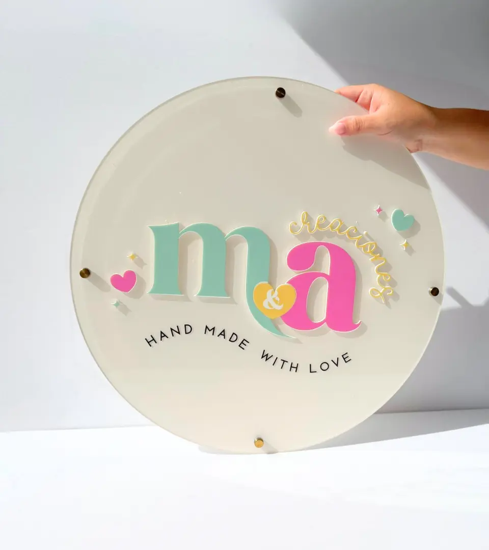 Customizable Minimalist Acrylic Sign - Business Brand Plaque for Entrepreneurs, Logo Display, Home Decor