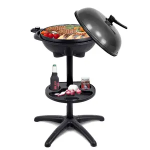 COSTWAY Electric Grill Indoor Outdoor, Non-stick Grill Griddle Plate, Cooking Zones, Temperature Control, Drip Tray, BBQ Grill for Balcony Apartments Backyard Party Camping