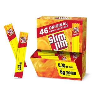 Slim Jim Smoked Meat Sticks, Original Flavor, 6g Protein Per Serving, Snack Size, Easter Basket Stuffer for Men, 0.28 oz. (46 Count)