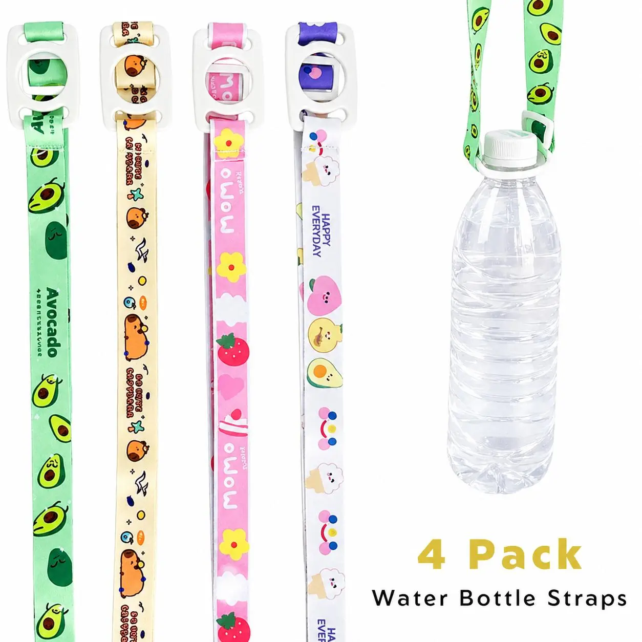 4 Pcs Water Bottle Holder With Strap,Strap Long Neck And Adjustable Shoulder Carrying Strap for Outdoor Walking Hiking