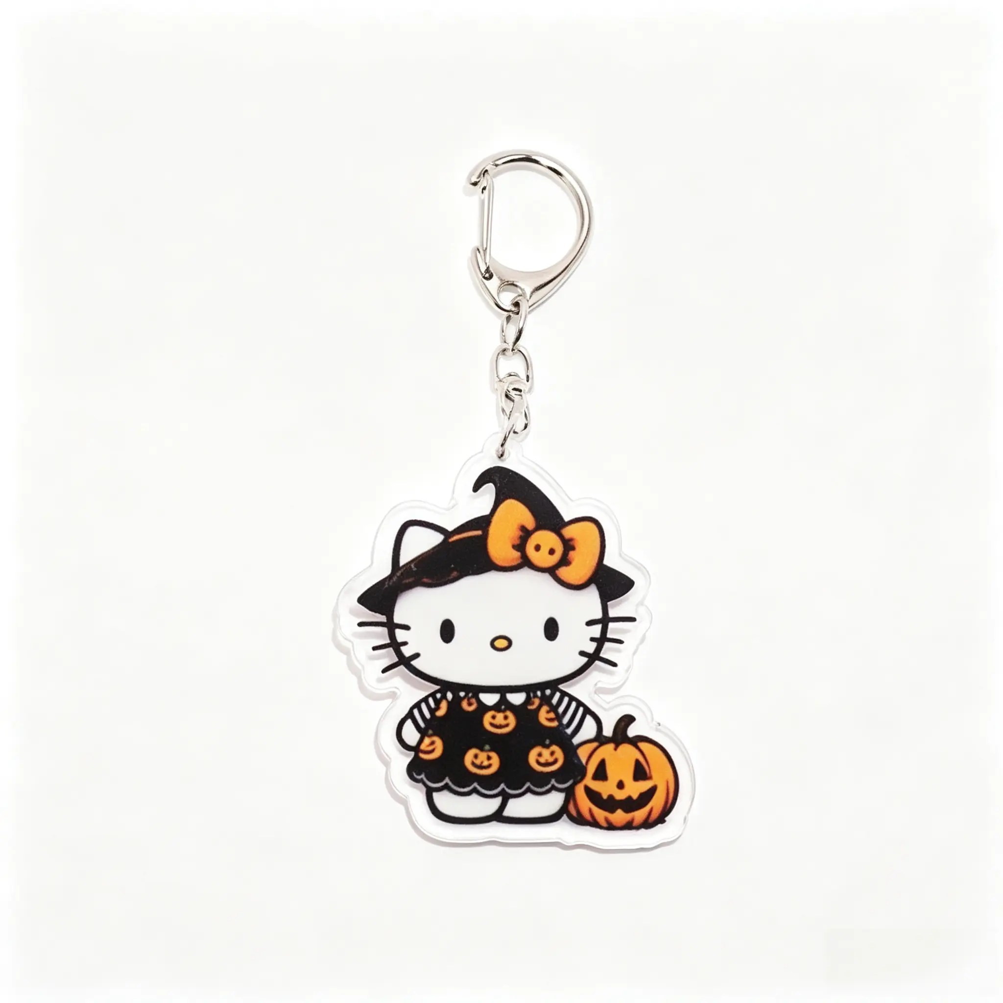 Sanrio Hello Kitty Halloween Keychain, Festive Pumpkin Ghost Bag Charm Backpack Pendant Collectible Accessory Gift for Kawaii Fans Girls Teens
