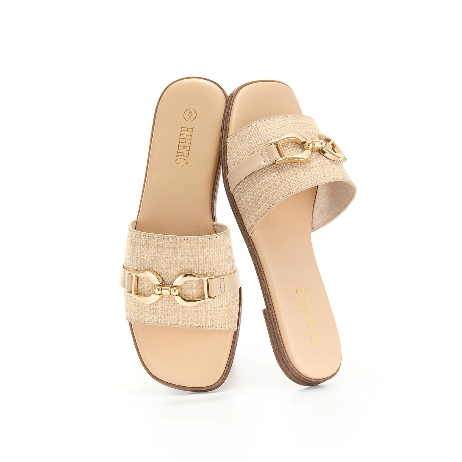 Women's Flat Sandals Summer Comfortable Square Open Toe Slip On Leather Slide Sandals Footwear Shoe Girl Tactical - Summervibes,back to school,back to school haul