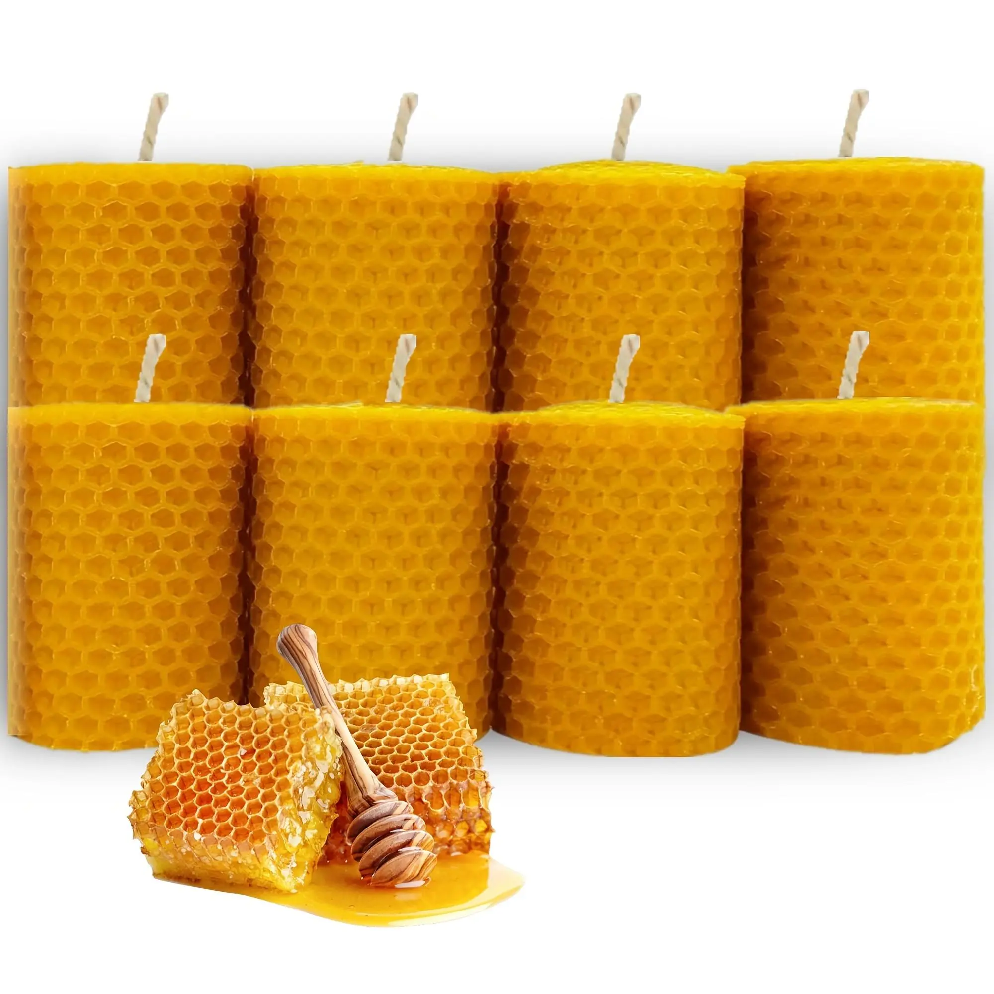 Honeycomb Candle, 4/6/8 Counts/set Unscented Bee Wax Pillar Candle, Decorative Candle for Wedding, Party, Dinner, Home Decor, Decoration, Ornaments, Halloween, Ambiance Enhancer