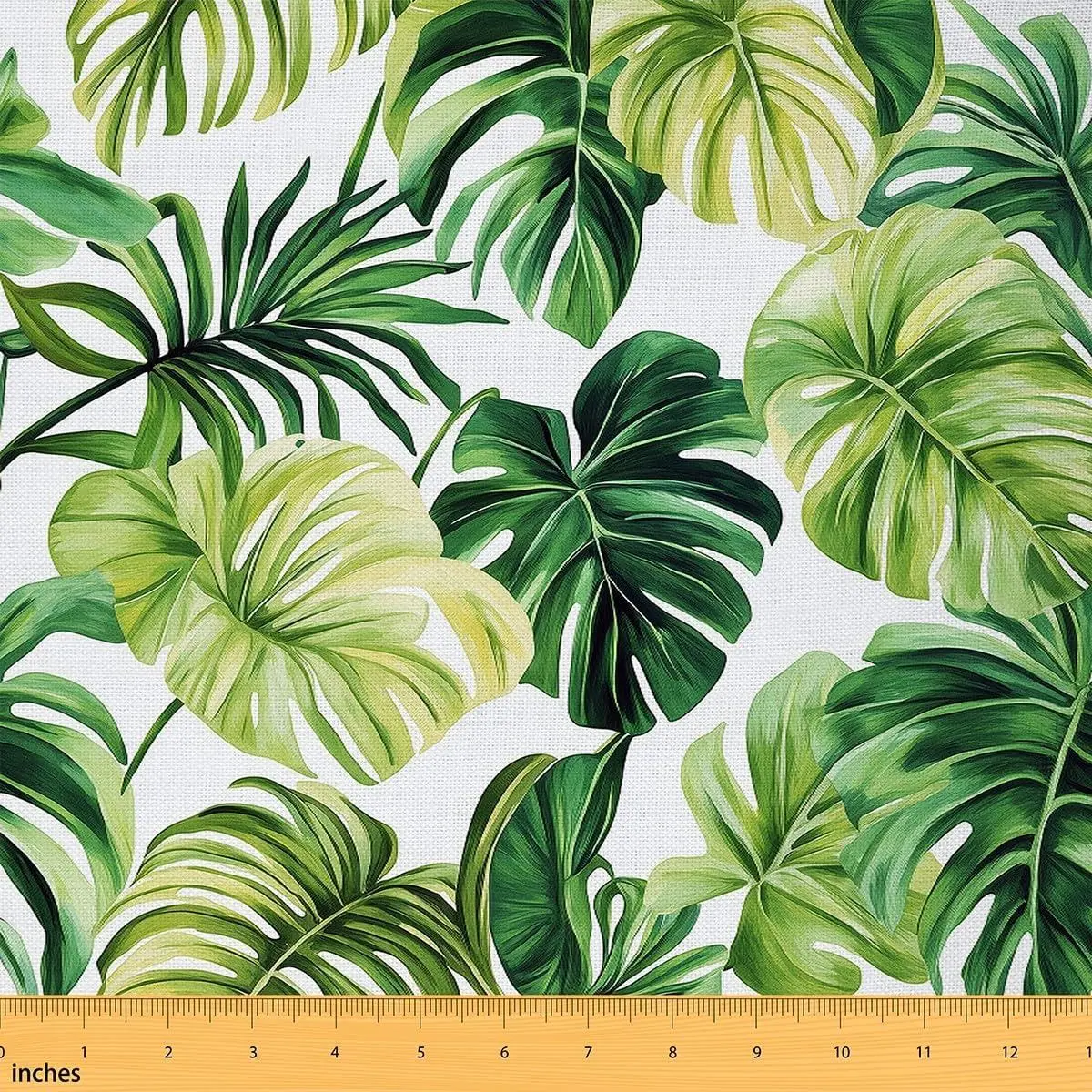 Green Palm Leaves Fabric by The Yard Watercolor Botanical Natural Leaf No Stretch Fabrics for Sewing Supplies Tropical Plants Soft Polyester Fabric for DIY Home Accents Bolt