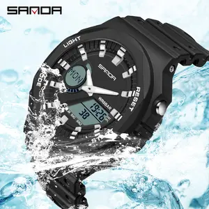 Unisex Multi-Function Outdoor Sports Watch, Waterproof Dual Display Wristwatch with Luminous, Calendar and Multiple Alarms for All Occasions