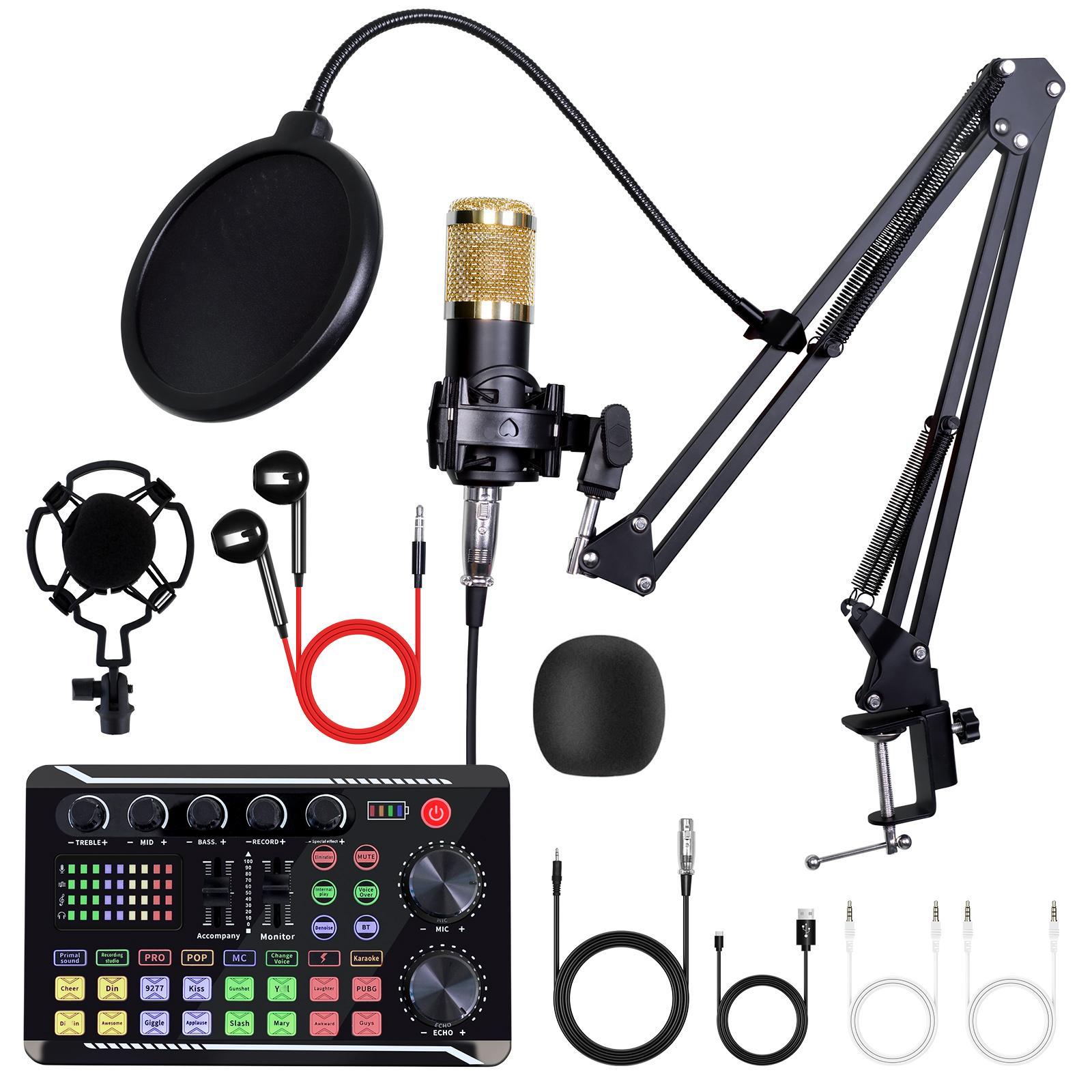 BM800 Professional Recording Studio Microphone Bundle with Audio Mixer & Voice Effects Metal Condenser Microphone Kit for Podcasting Streaming Singing on PC Mac Mobile TikTok YouTube Gaming