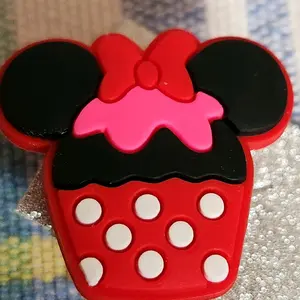 Croc Charm Light Up Mine Mouse - Red & Black Design with Pink Bow and Polka Dots for Kids